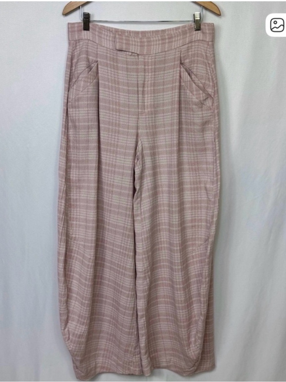 Free People Barrel Plaid Lightweight Trousers